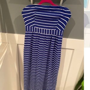 VV strapless striped maxi dress